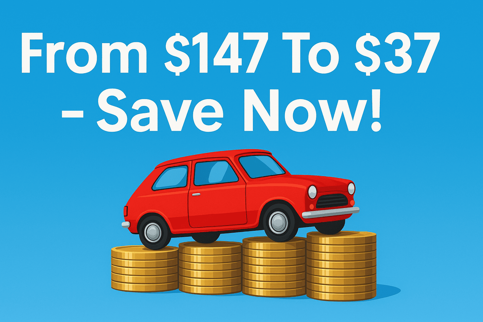 Car on stacks of coins